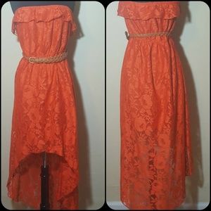 Women's lace high-low dress